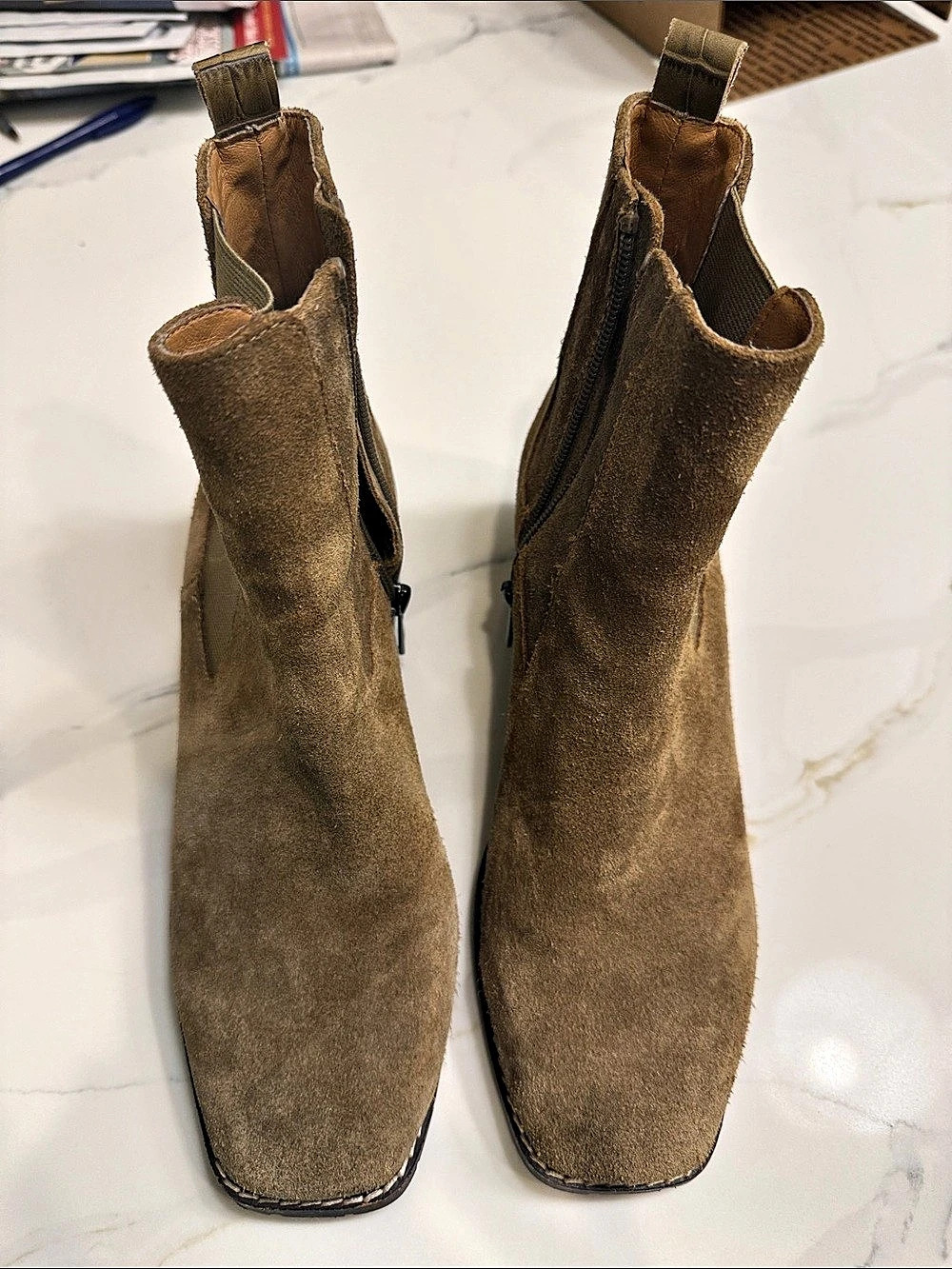 Donald J Pliner Flower Suede Ankle Boots Brown US 8M